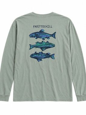 Fayettechill XL Sage Trout Fish Graphic Long Sleeve Tee Fishing Gorpcore Outdoor